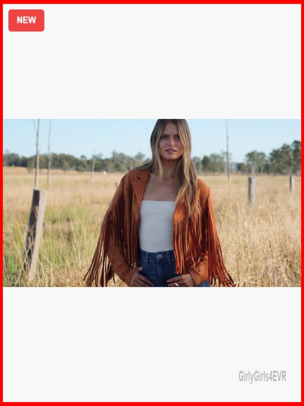 Faux Suede Fringe Cropped Jacket, Motorcycle Style, Fitted, Long Sleeve - Picture 7 of 7
